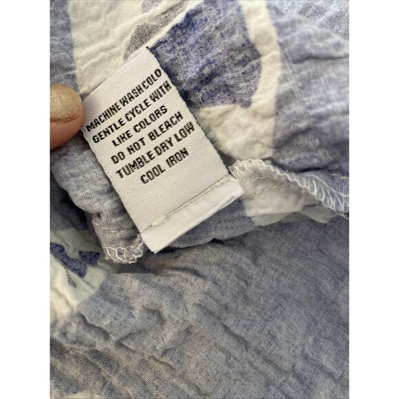 Habitat L Clothes to Live In Fish Artsy Beach Coastal Crinkle Button Tunic Top - Picture 7 of 11